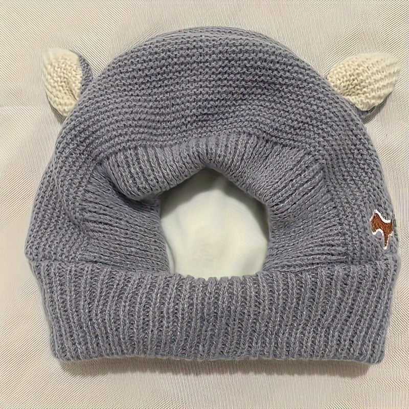 Knitted Dog Hat for Noise Protection, Warm Winter Cap
