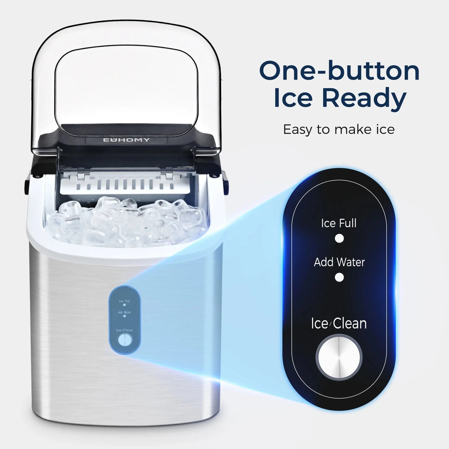 HookUpCo. Portable Ice Maker - 26 lbs Daily, Auto-Cleaning