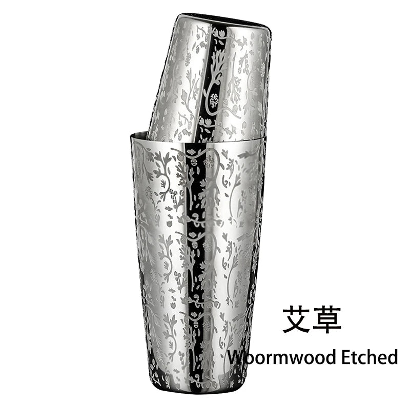 HookUpCo. Etched Pattern Cocktail Shaker Set