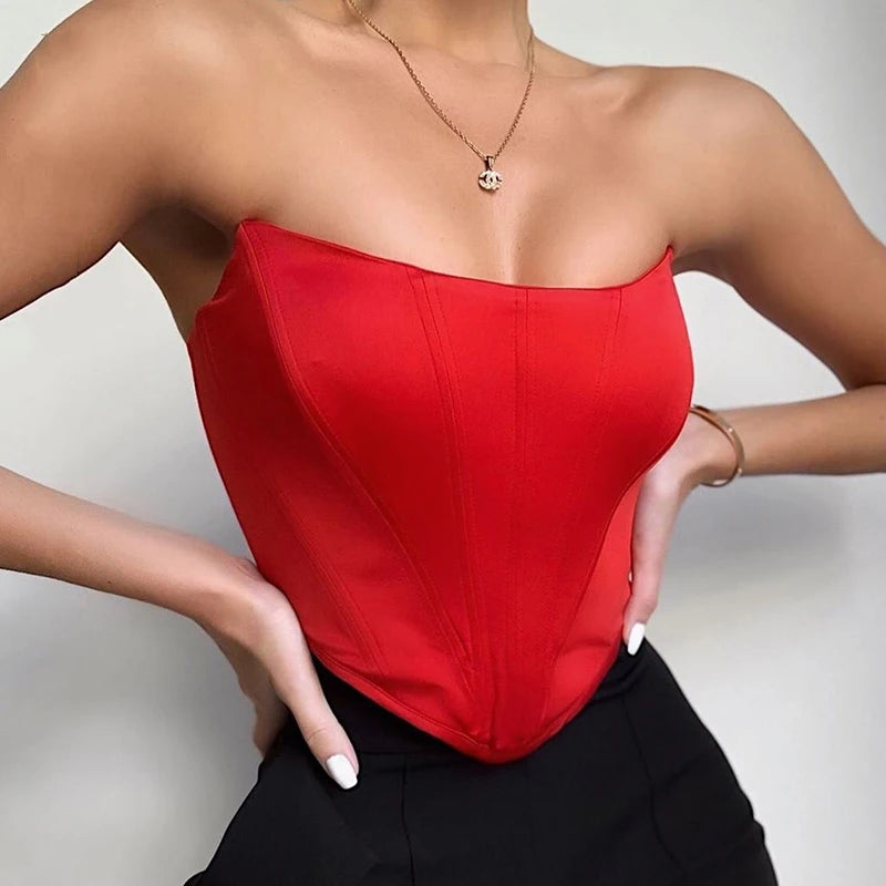 Sleeveless Off Shoulder Corset Crop Top for Chic Style