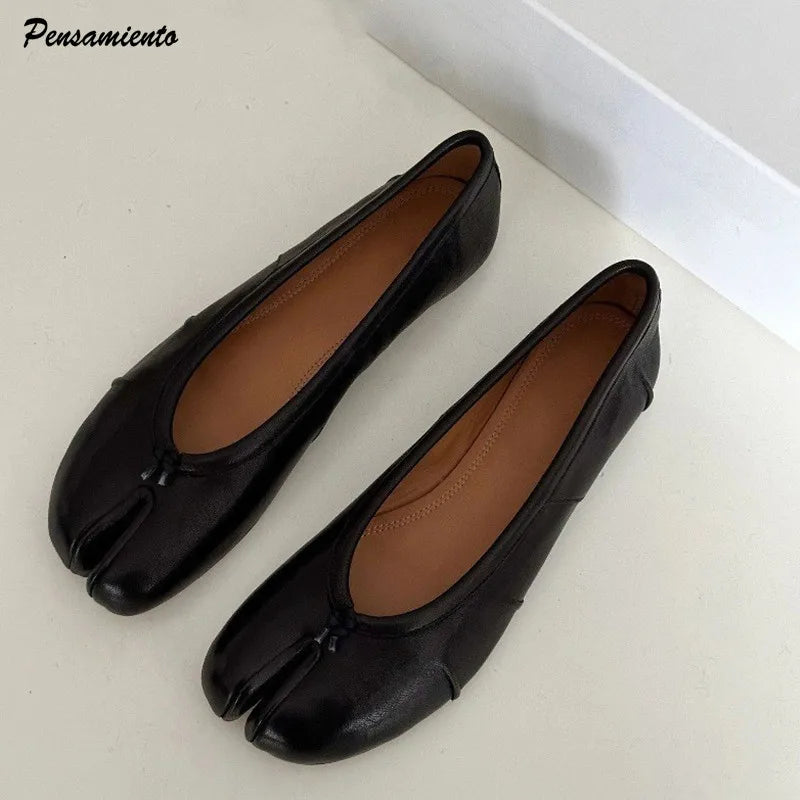 Soft Leather Tabi Ballet Flats for Comfortable Casual Wear