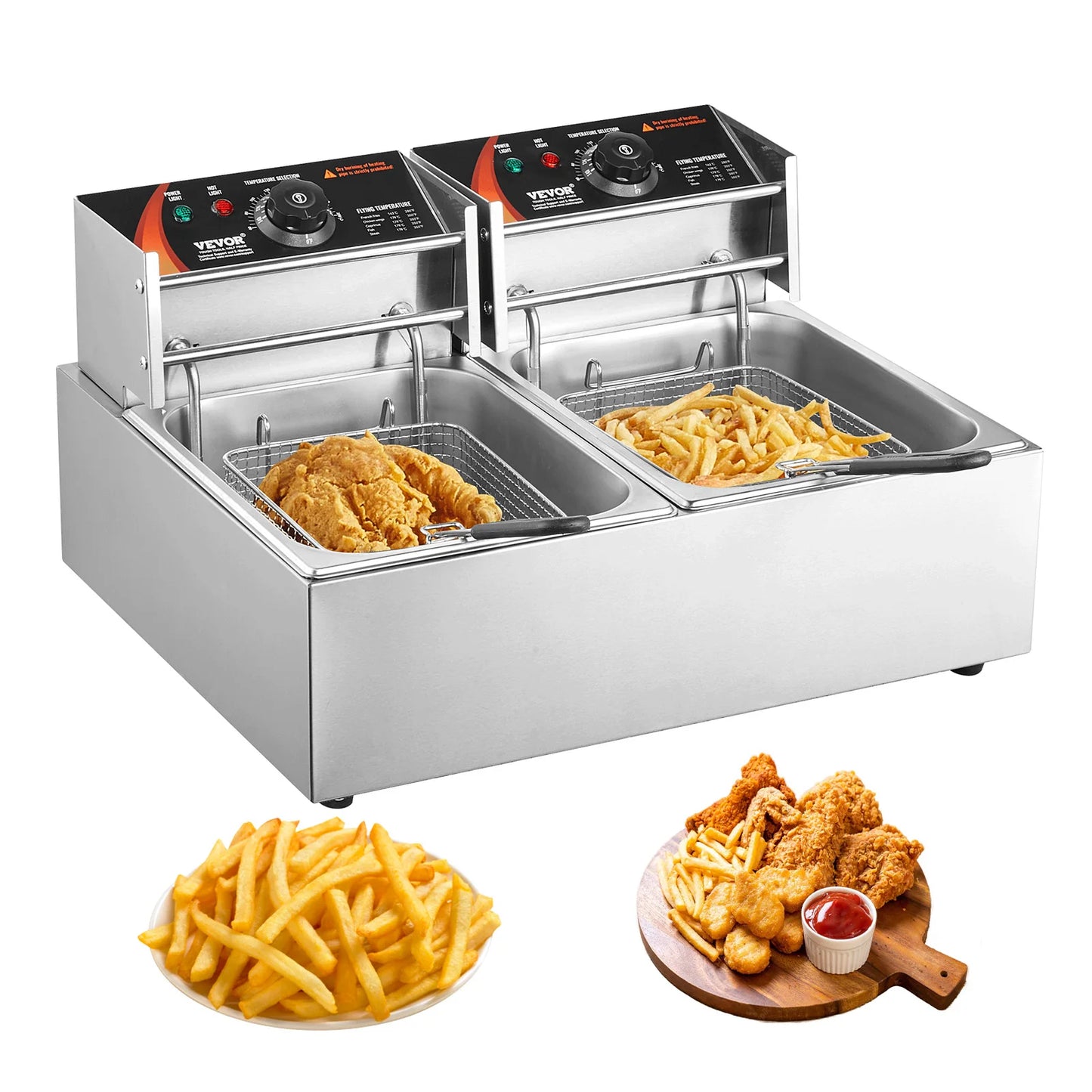 HookUpCo. 12L Electric Deep Fryer with Dual Tanks for Crispy Meals