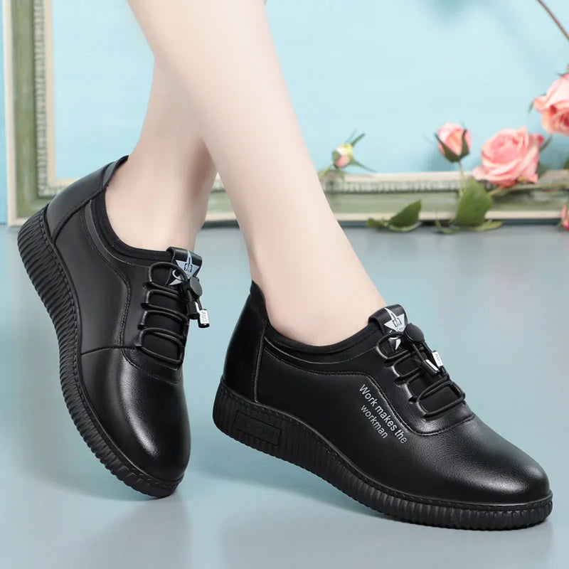 Luxury Leather Lace-Up Sneakers for Women - Soft Comfort