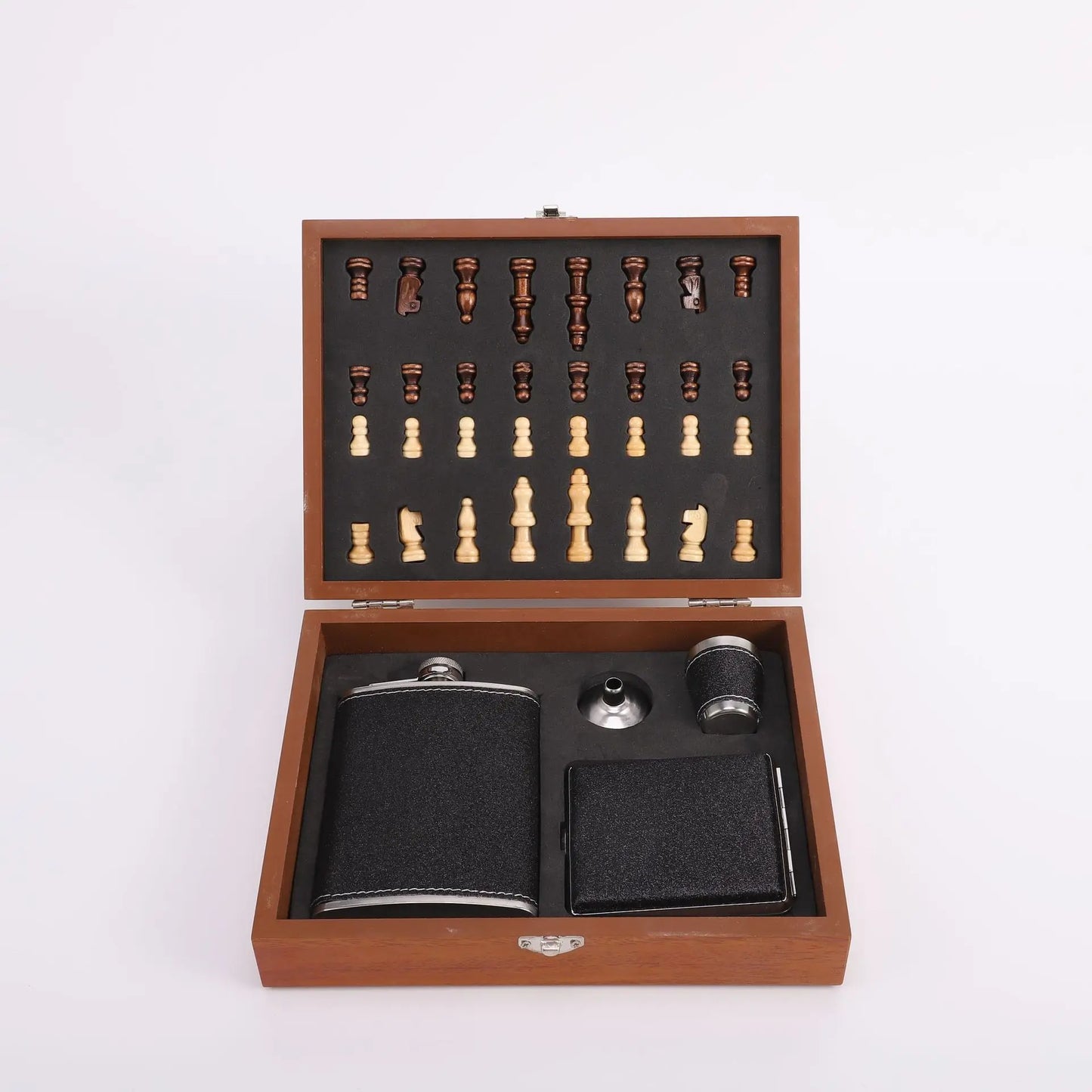 HookUpCo. Leather Hip Flask Gift Set with Box