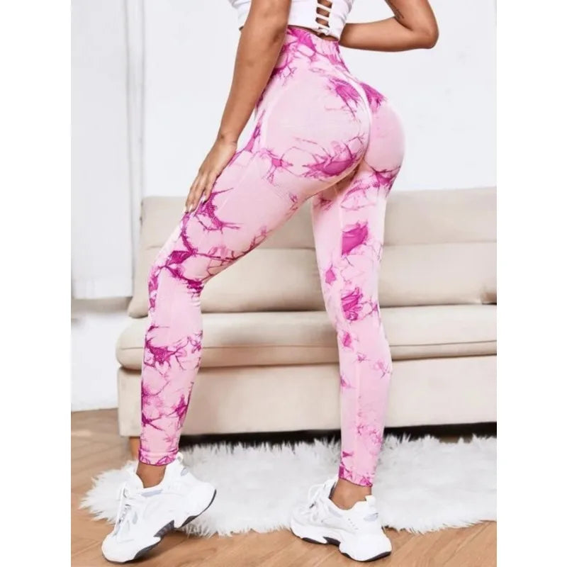 Seamless High Waist Tie Dye Leggings for Yoga and Fitness