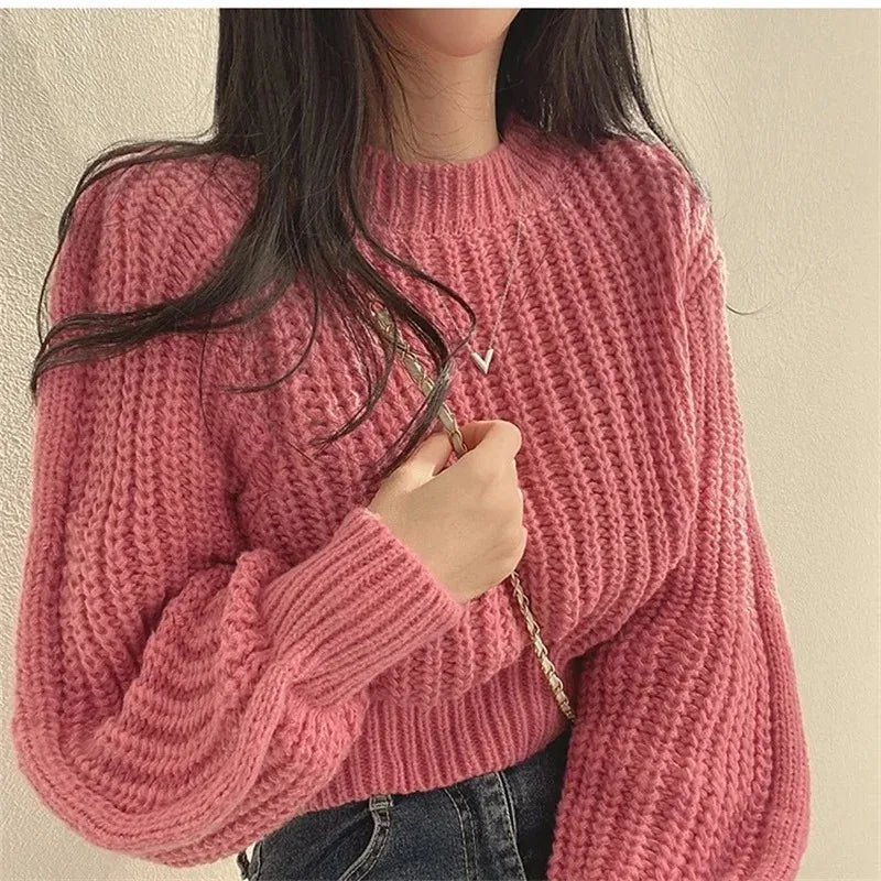 Chic Loose Vintage Lantern Sleeve Sweater for Women