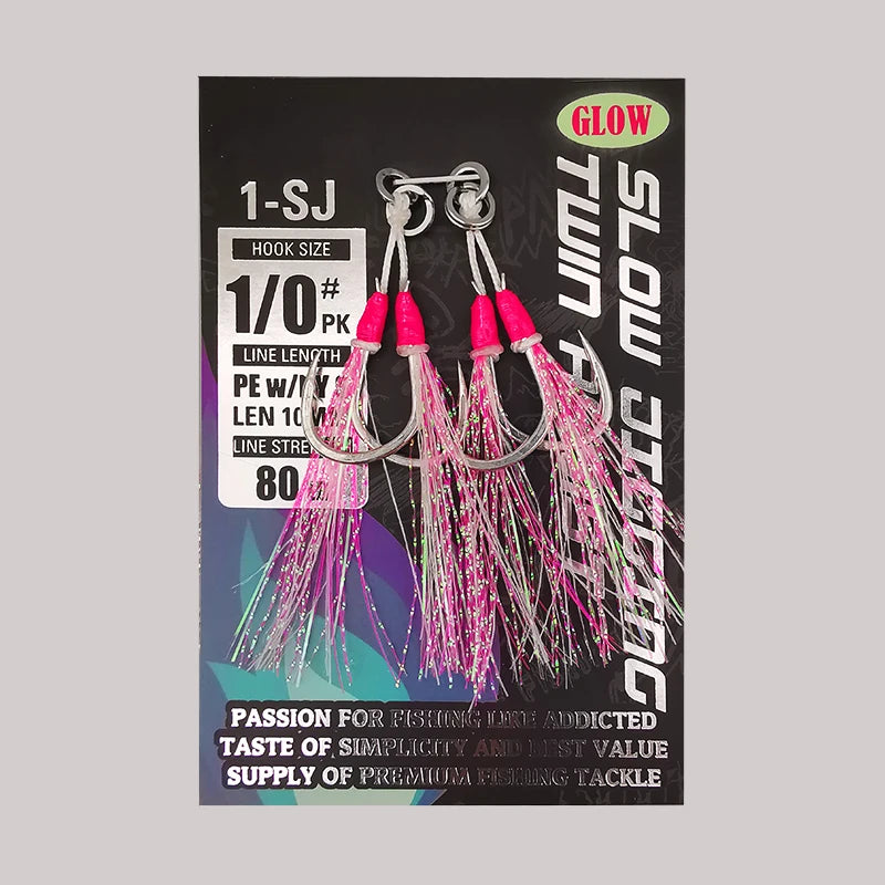 Glow Twin Assist Hooks for Sea Fishing - HookUpCo.