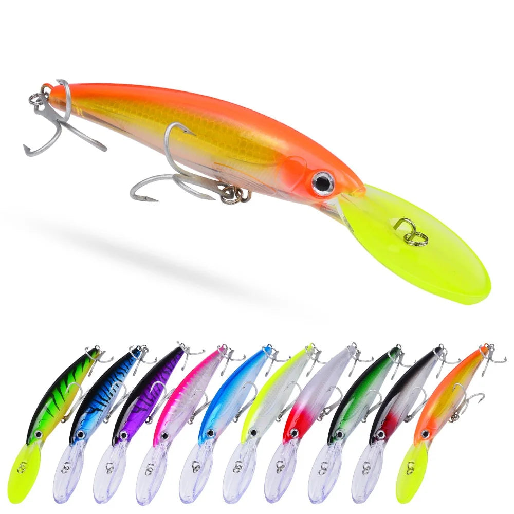 Colorful fishing lures on a white background