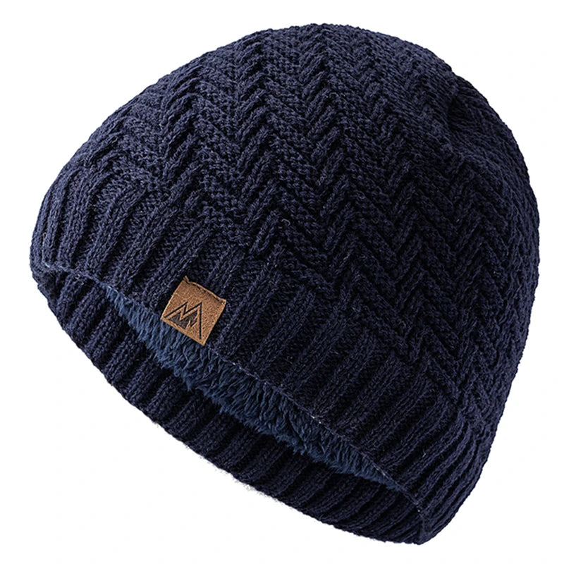 Warm Knitted Beanie with Plush Lining for Outdoors