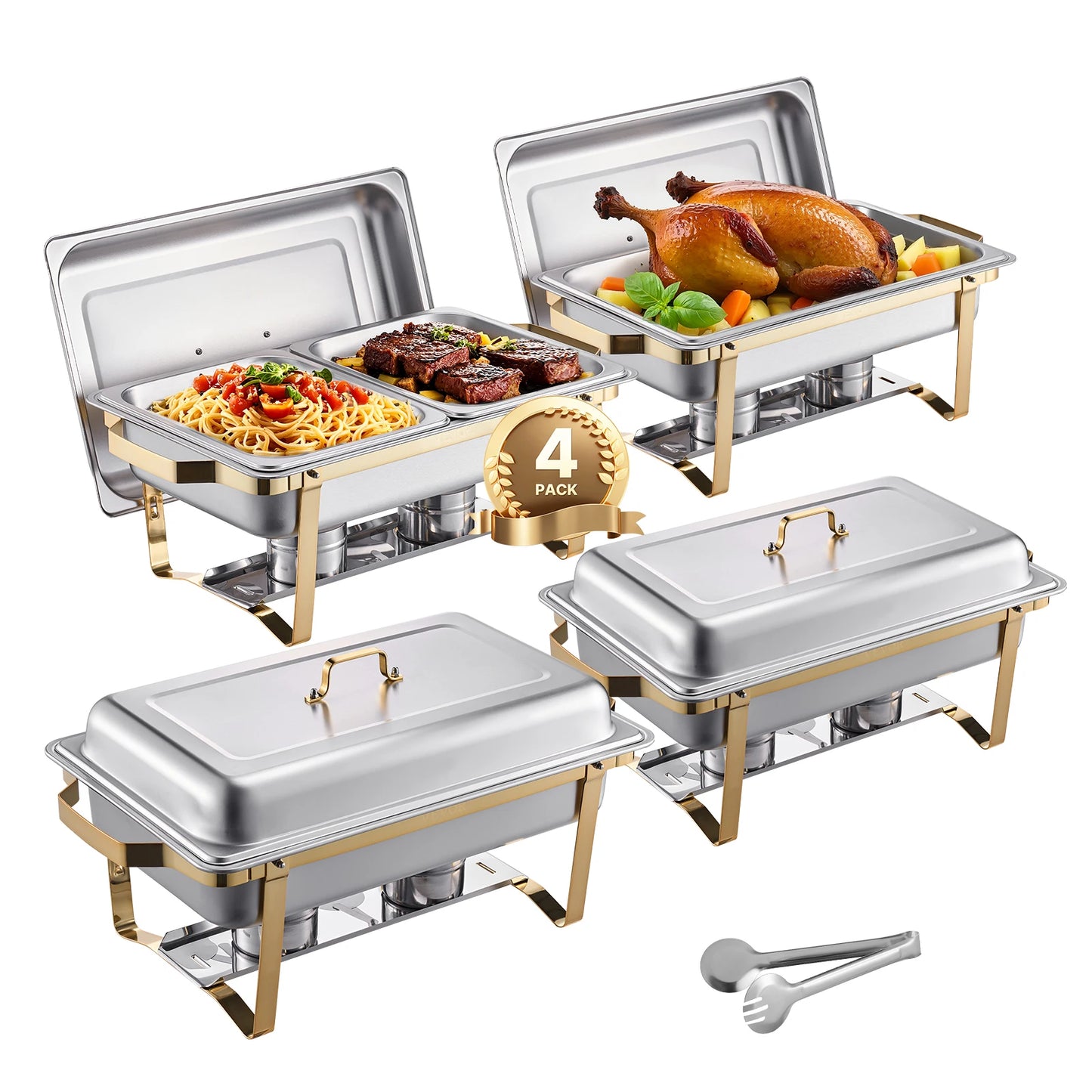 HookUpCo. 8 Qt Stainless Steel Chafing Dish Buffet Set