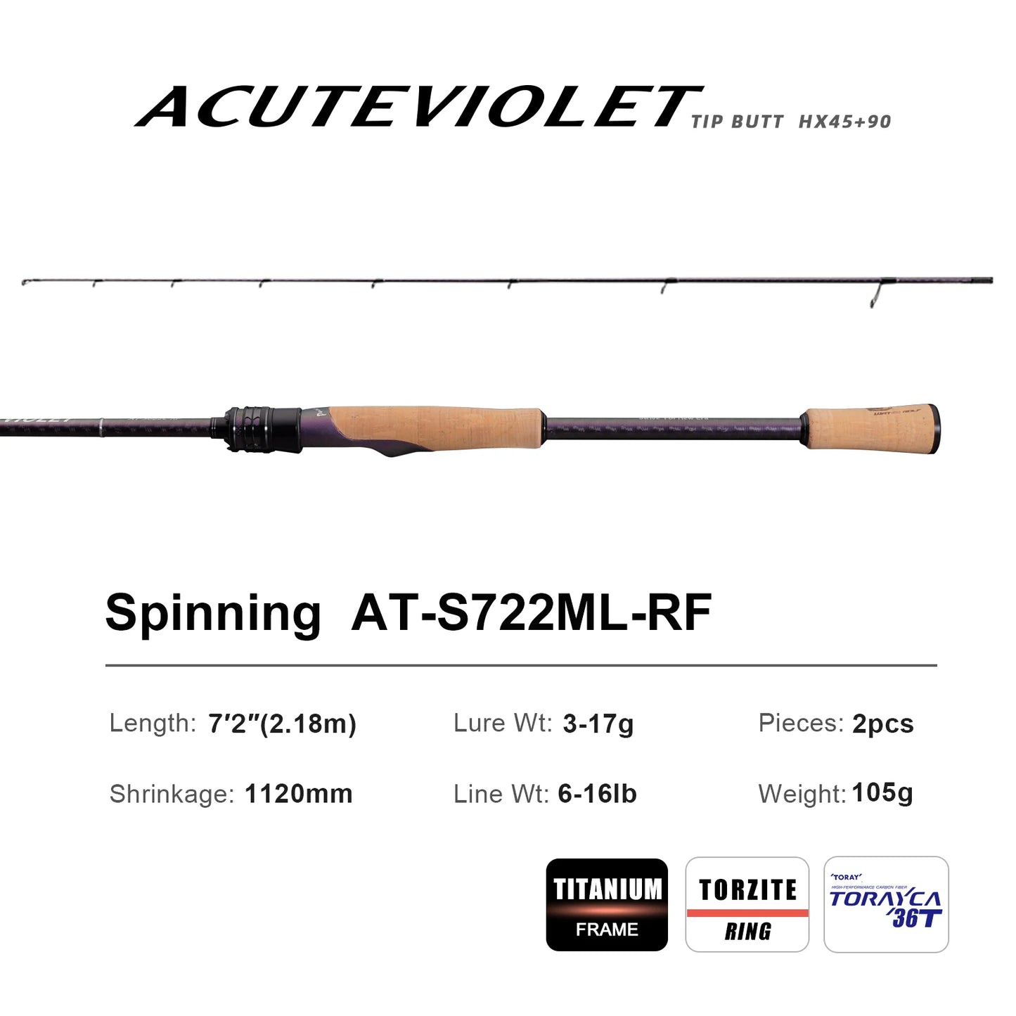 HookUpCo. Titanium Frame Spinning Fishing Rod 6FT