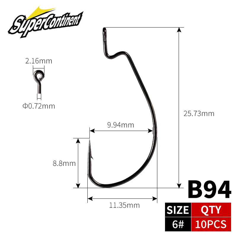 HookUpCo. 10-Pack Offset Fishing Hooks Set - HookUpCo.