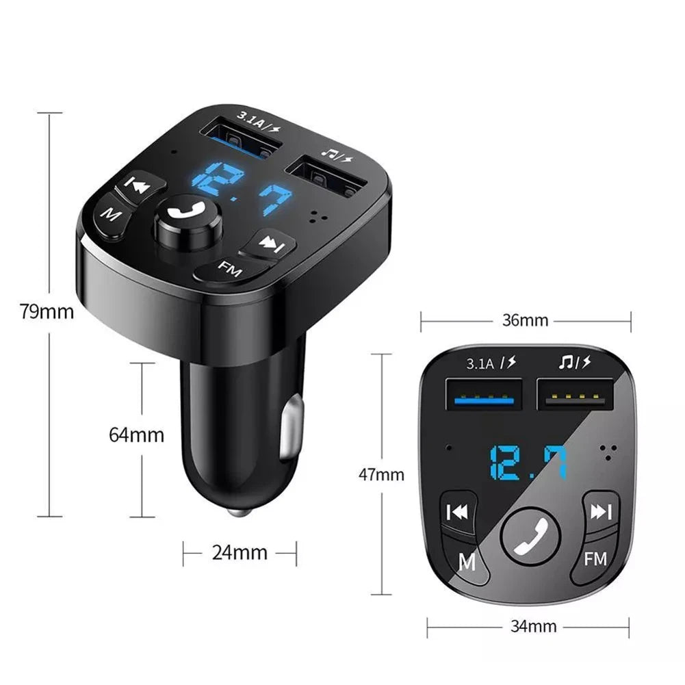 Audio Music Stereo Bluetooth-Compatible 3.1A Fast Charging Audio MP3 Player Wireless FM Transmitter Dual USB Auto Radio Charger