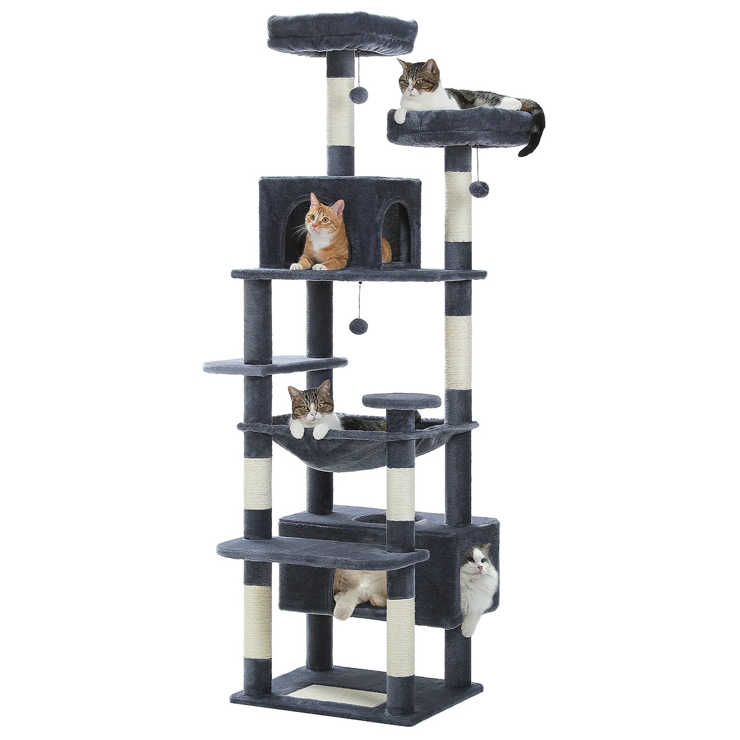 HookUpCo. Large Cat Tree with Hammock and Scratching Posts