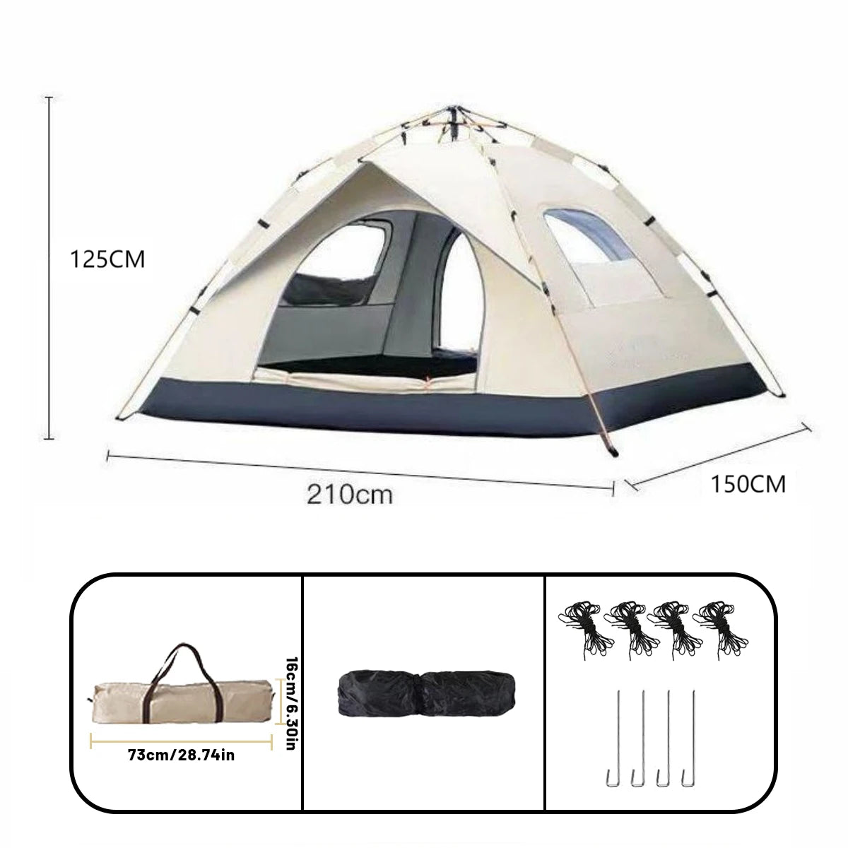 HookUpCo. Quick-Open Rainproof Beach Tent for 4 - HookUpCo.