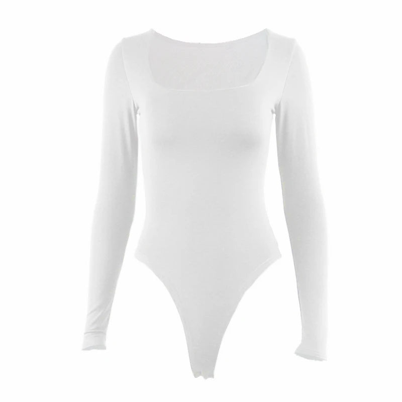 Square-Cut Long Sleeve Bodysuit for Stylish Spring Nights