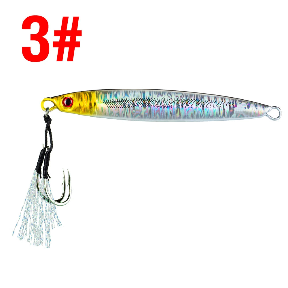 Metal Jigging Lure with 3D Eyes and Sharp Hooks