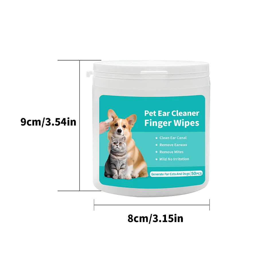 Gentle Pet Ear Wipes for Cats and Dogs, Soothing Clean Pads