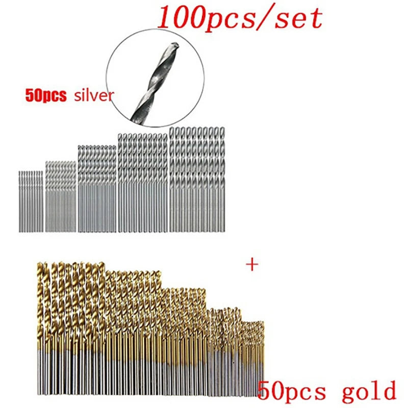 Titanium Coated HSS Drill Bits Set 50-100 Pcs