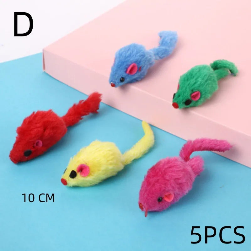 HookUpCo. Colorful Plush Mouse Cat Toys Set