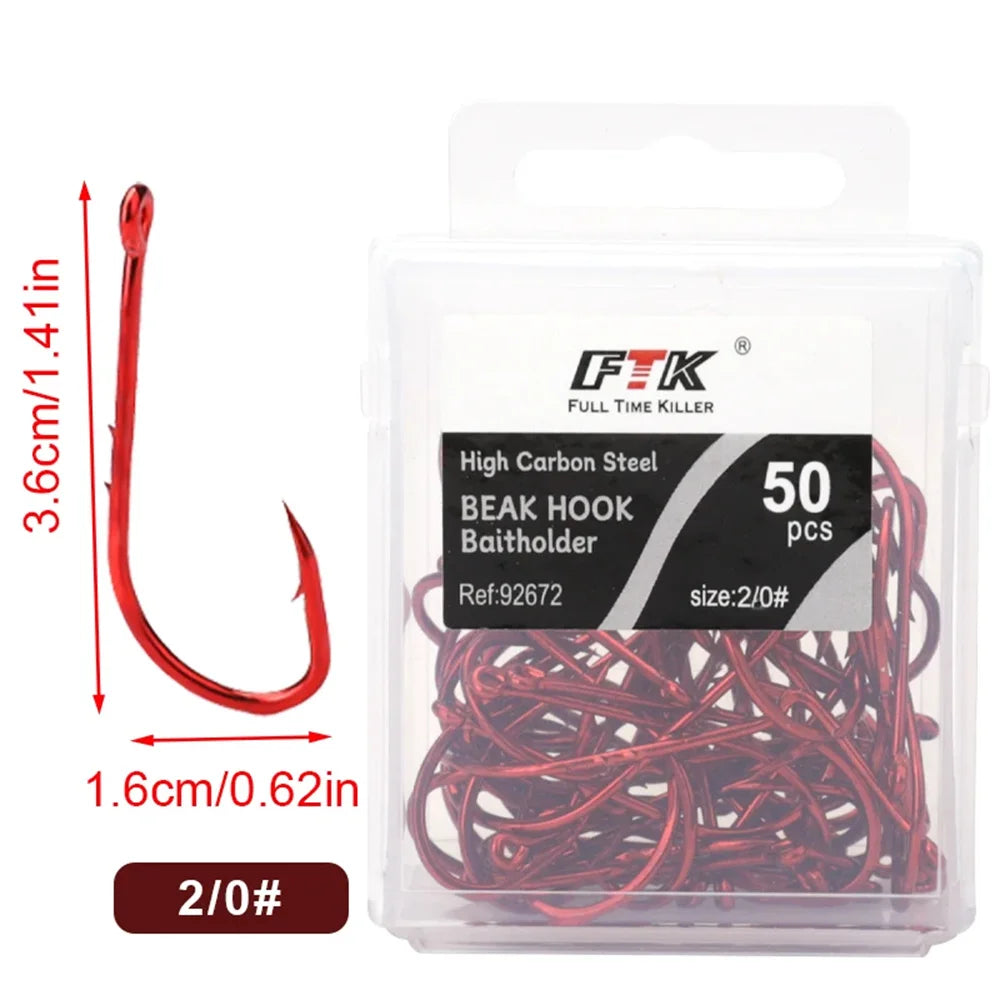 HookUpCo. Premium Red Barbed Fishing Hooks - HookUpCo.