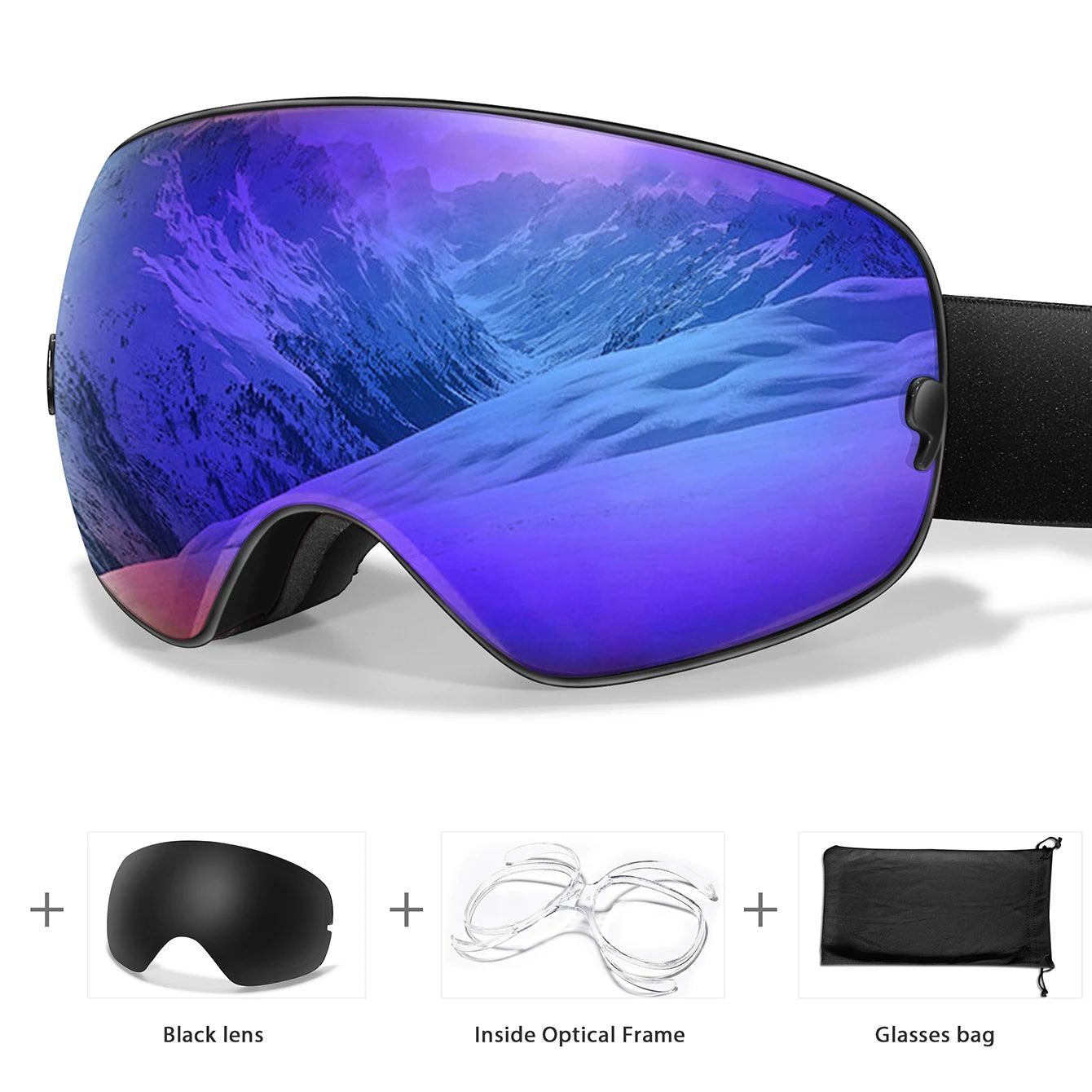 HookUpCo. Anti-Fog Ski Goggles with UV400 Protection