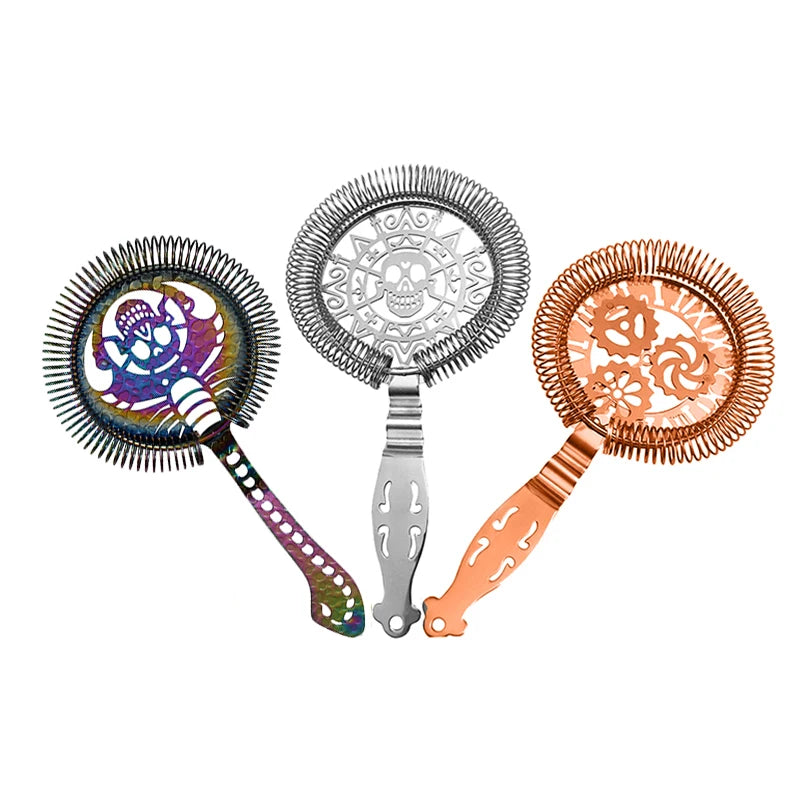Skull and Scorpion Stainless Steel Cocktail Strainer Tool - 44 Style Options