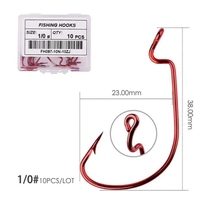 HookUpCo. 10-Piece Carbon Steel Fishing Hooks - HookUpCo.