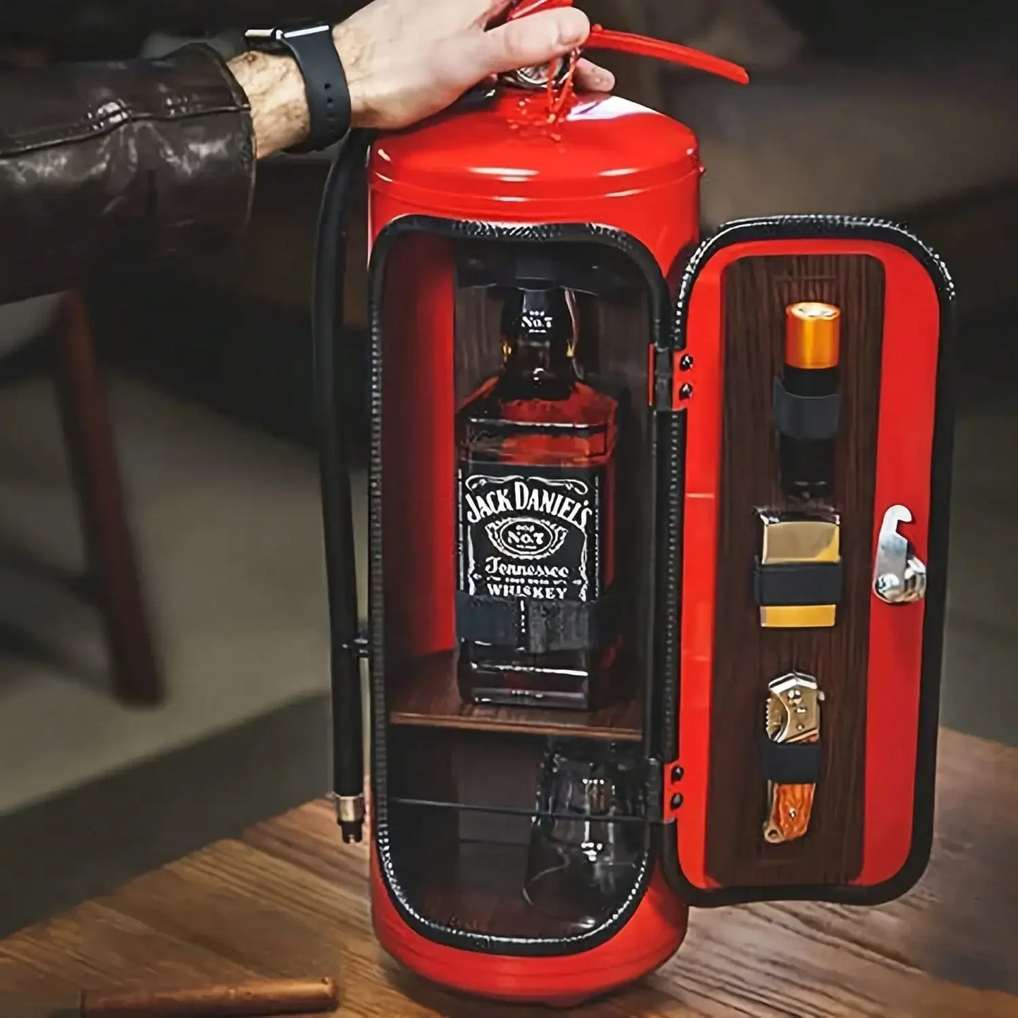 Iron Fire Extinguisher Mini Bar Holder for Home & Outdoor Fun