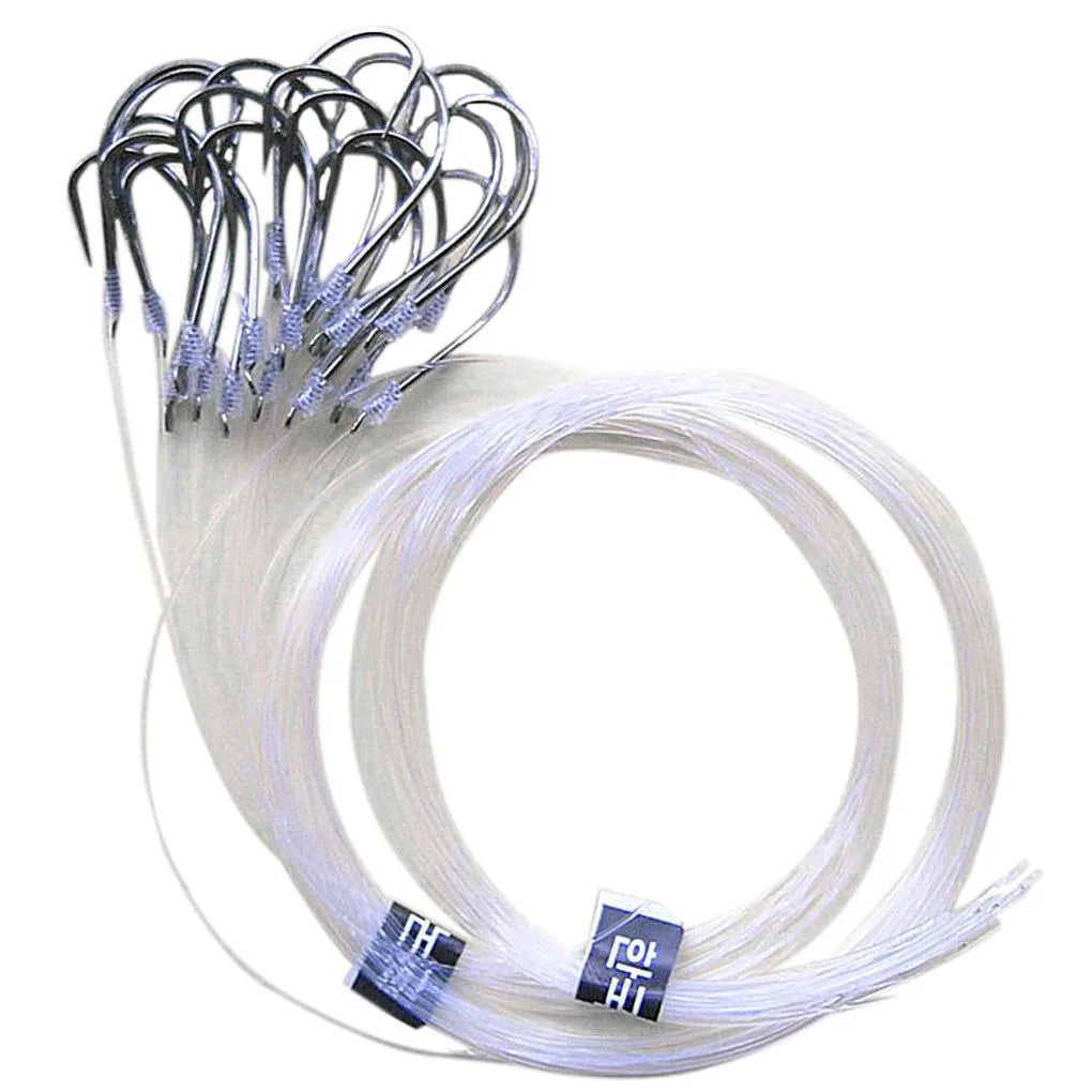 Carbon Steel Fishing Hooks w/ Pre-Tied Leader Line - 20/26pcs Sets