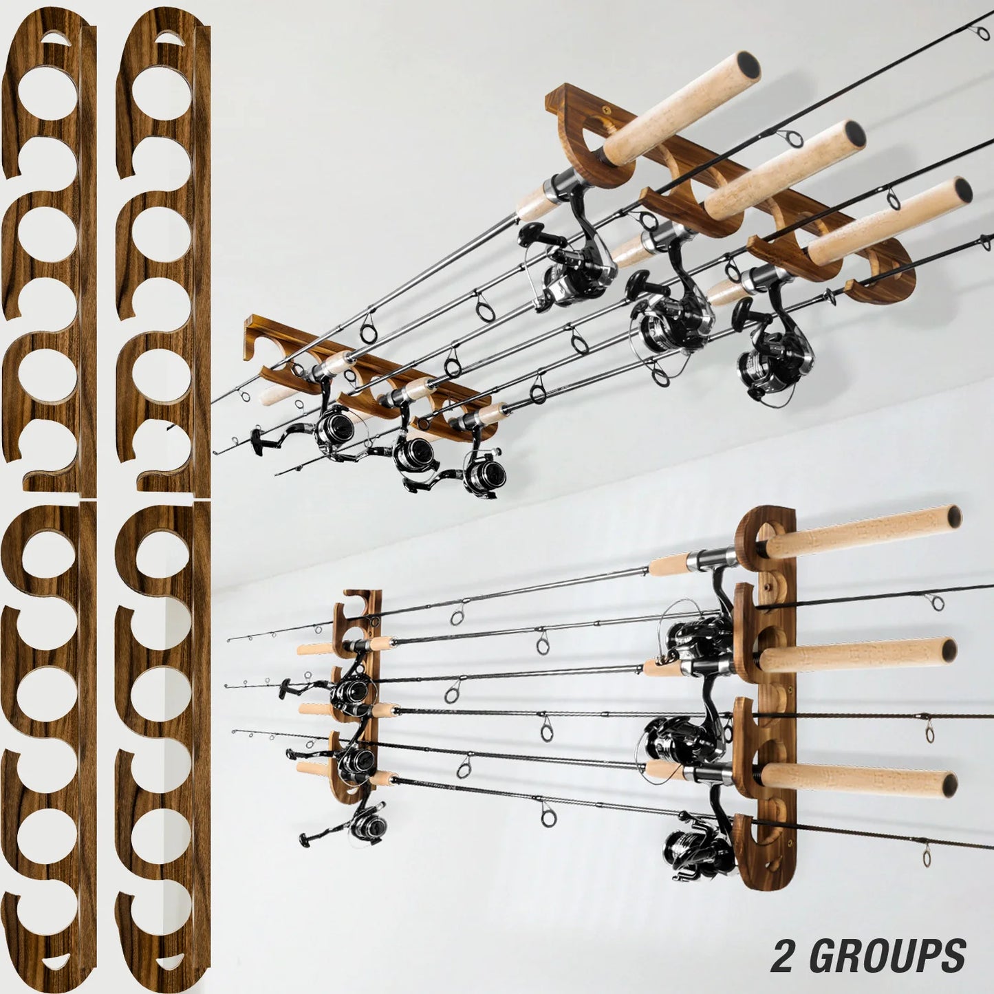 HookUpCo. Fishing Rod Rack for Garage Storage - HookUpCo.