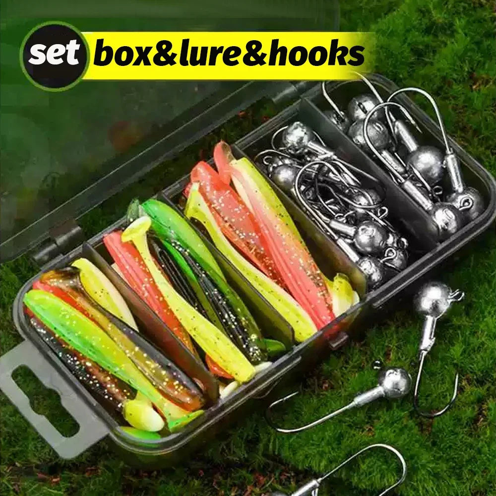 Versatile 50pc Swimbait Lure Kit with Jig Heads for Fishing