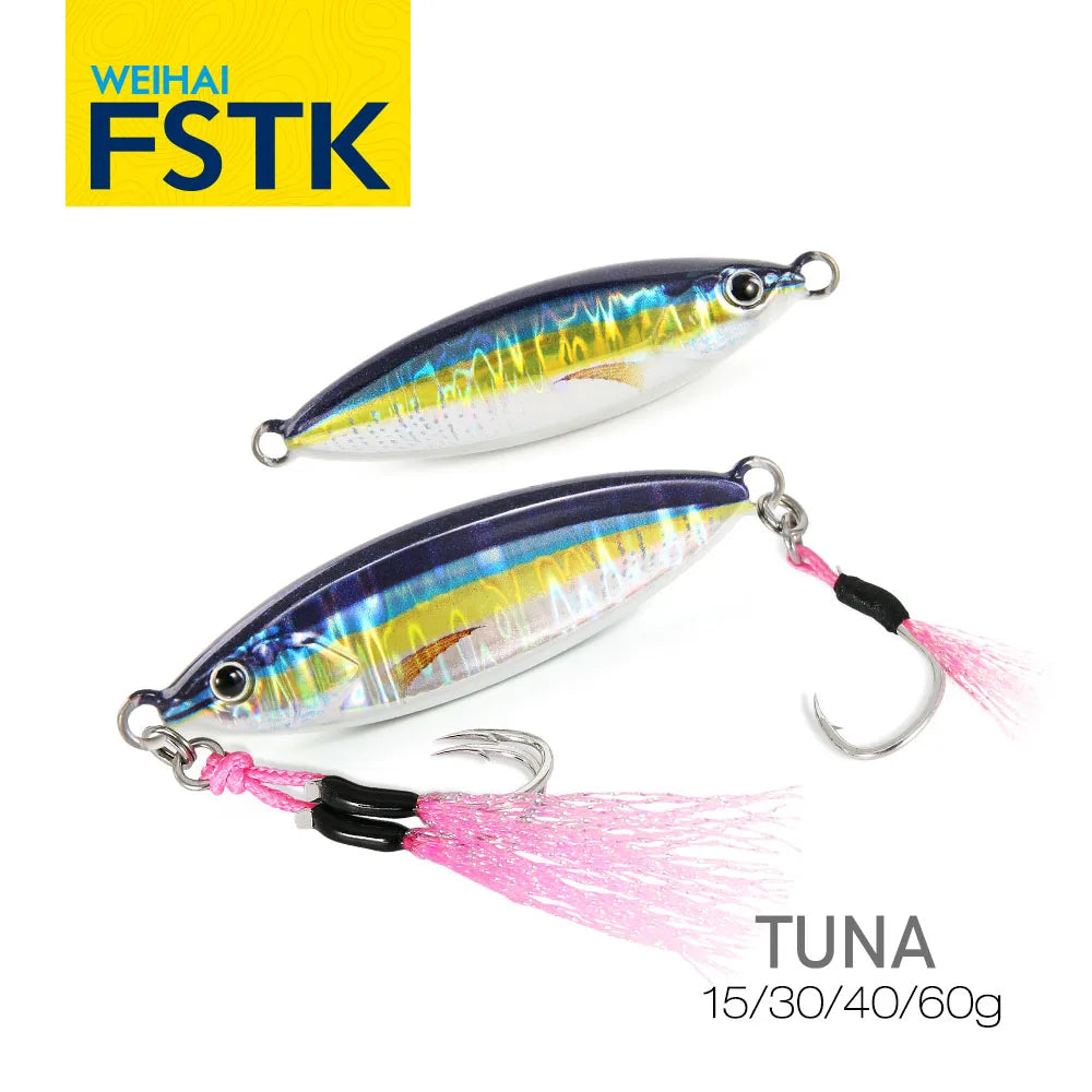 HookUpCo. Glow Fishing Lure Jig for Tuna and Sea Bass 15g-60g
