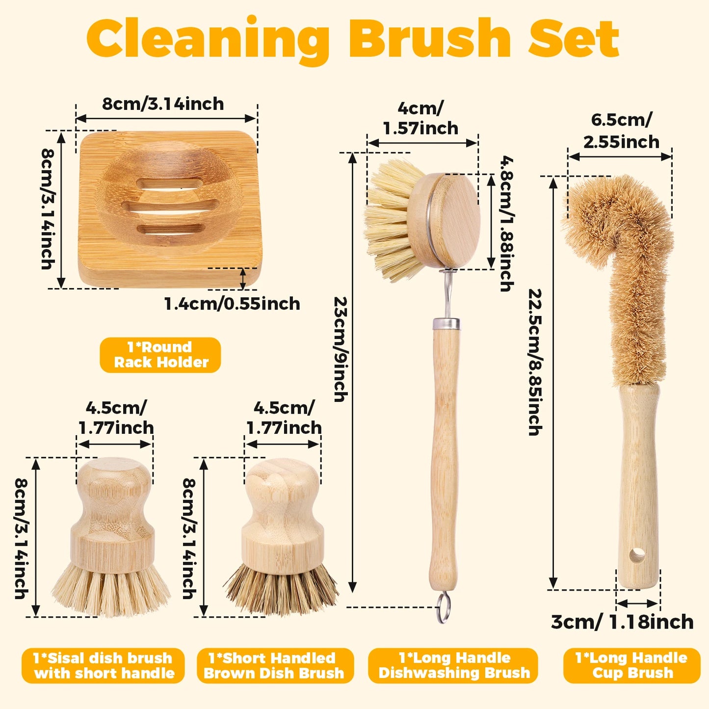 Eco-Friendly Bamboo Dish Brushes