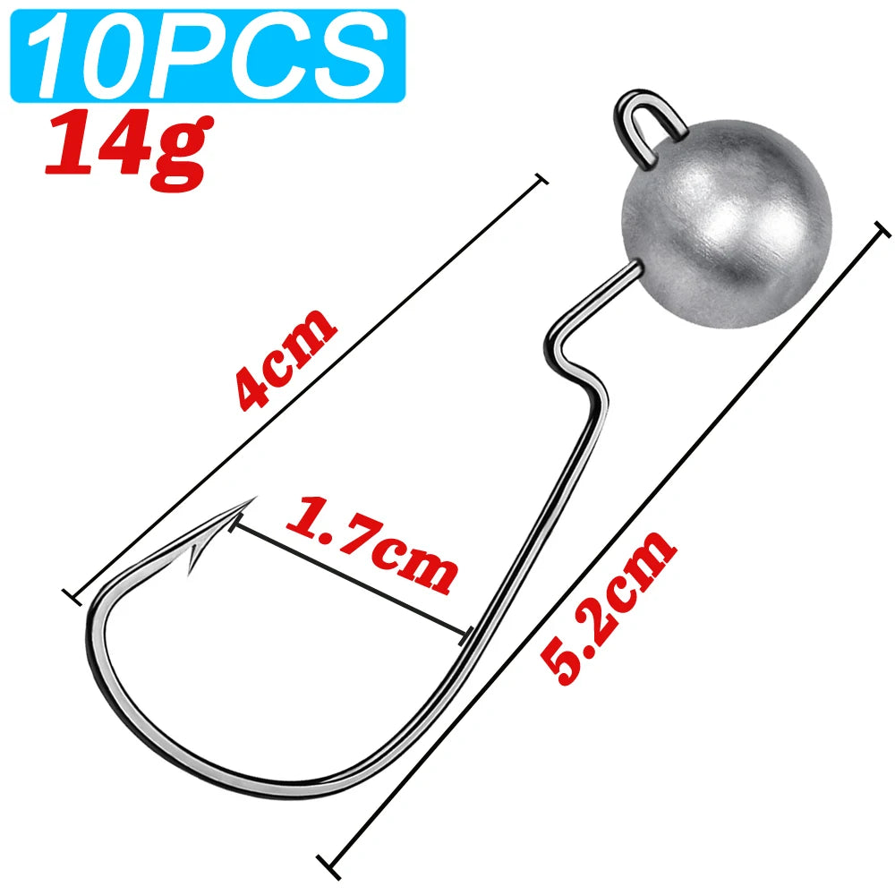 HookUpCo. Sharp Barbed Jig Head Fishing Hooks - HookUpCo.