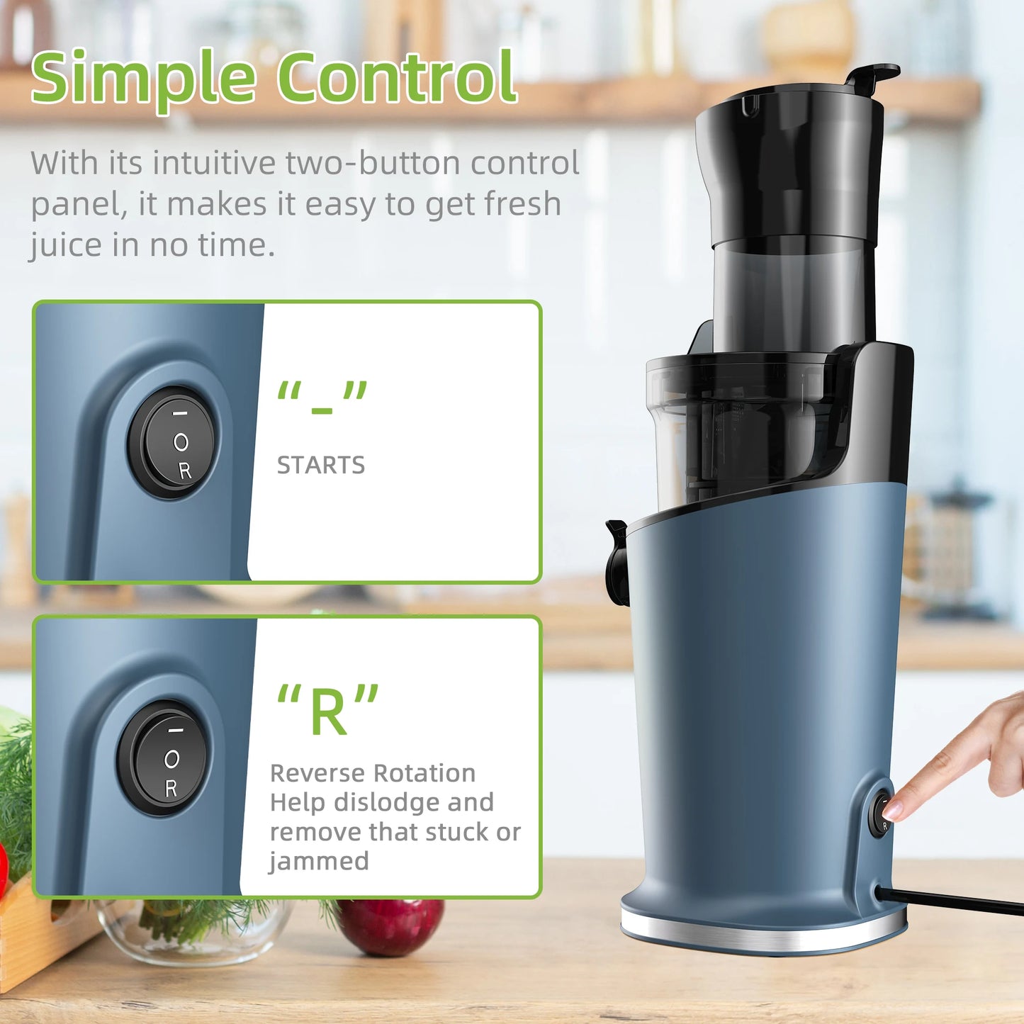 HookUpCo. Cold Press Juicer for Whole Fruits, 200W Power