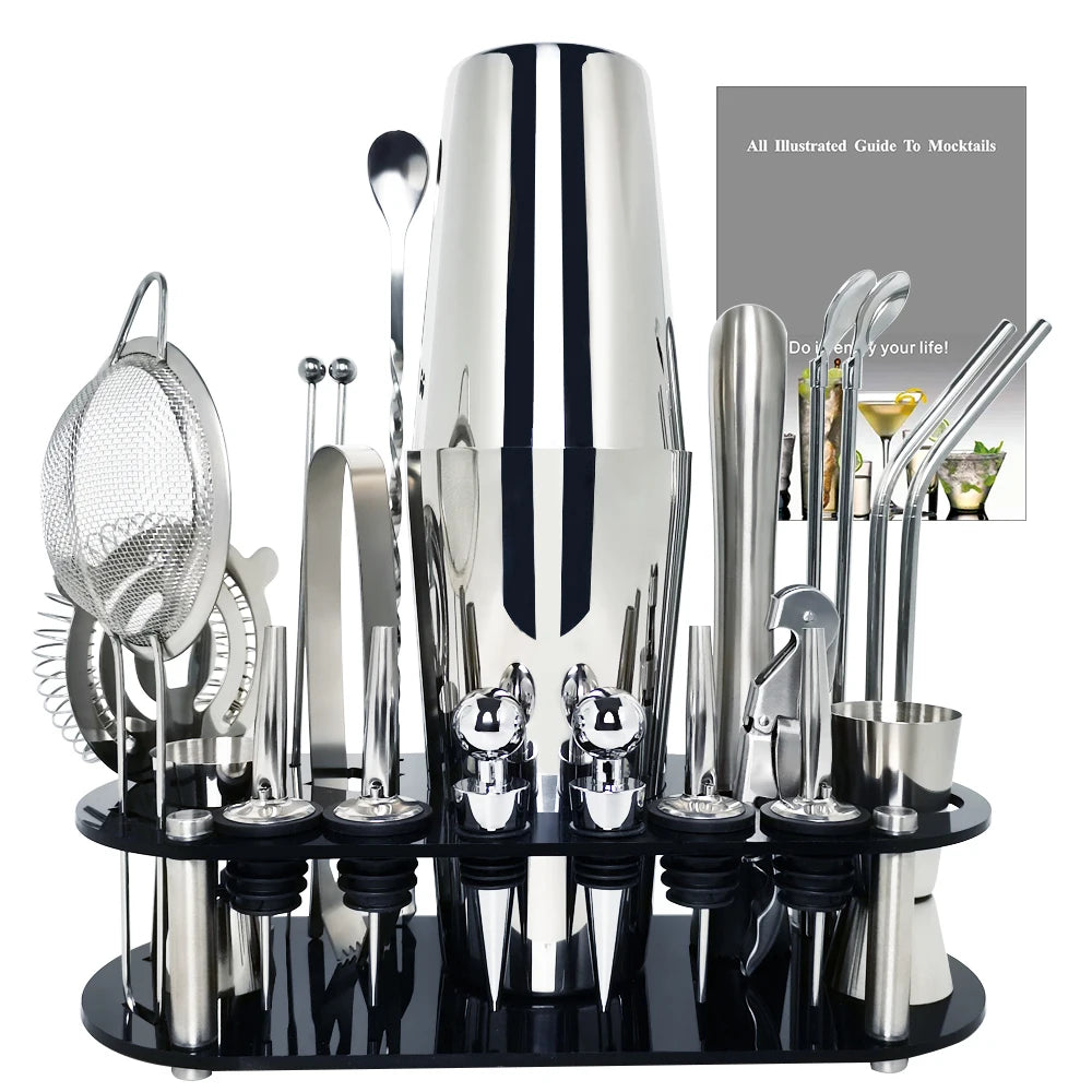 Boston Cocktail Shaker Set with Holder - 13-22 Pieces