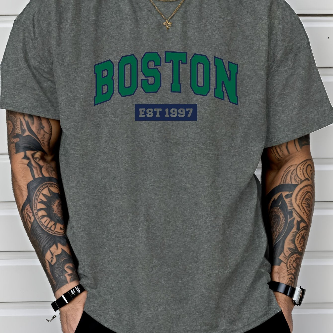 Men's Casual Letter Print T-shirt for Spring and Summer Wear