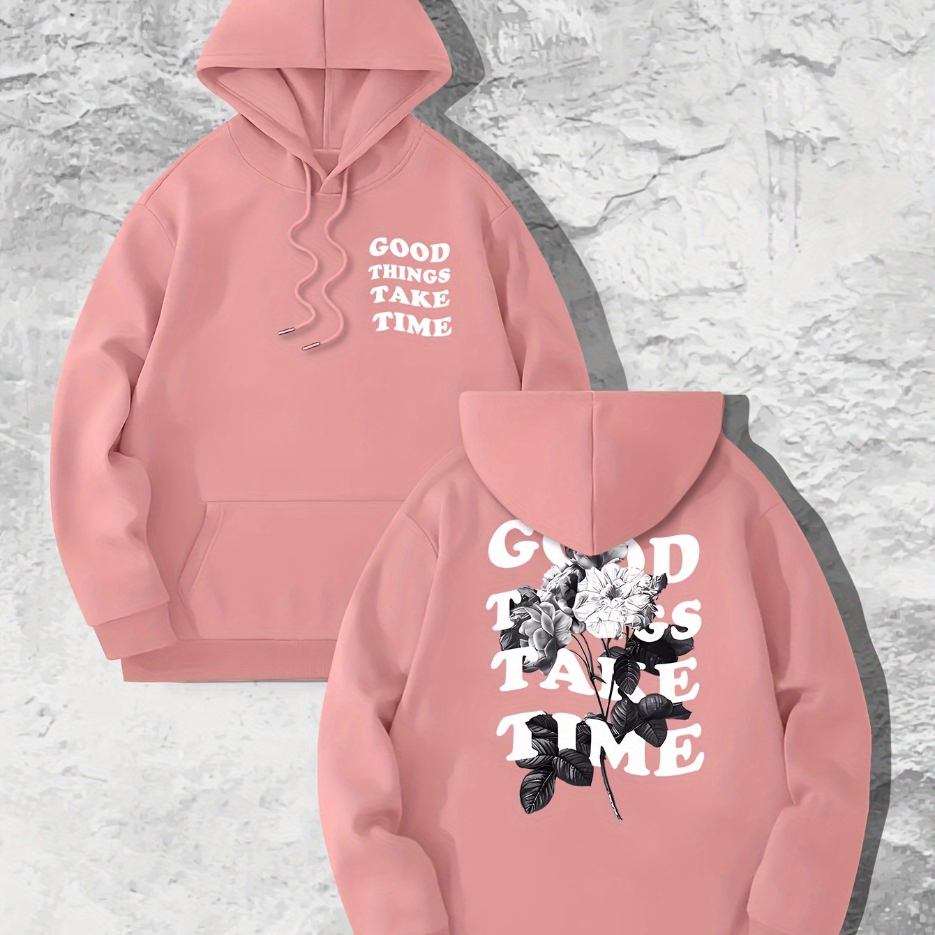 Flower Print Hooded Sweatshirt for Men - Casual Autumn Style