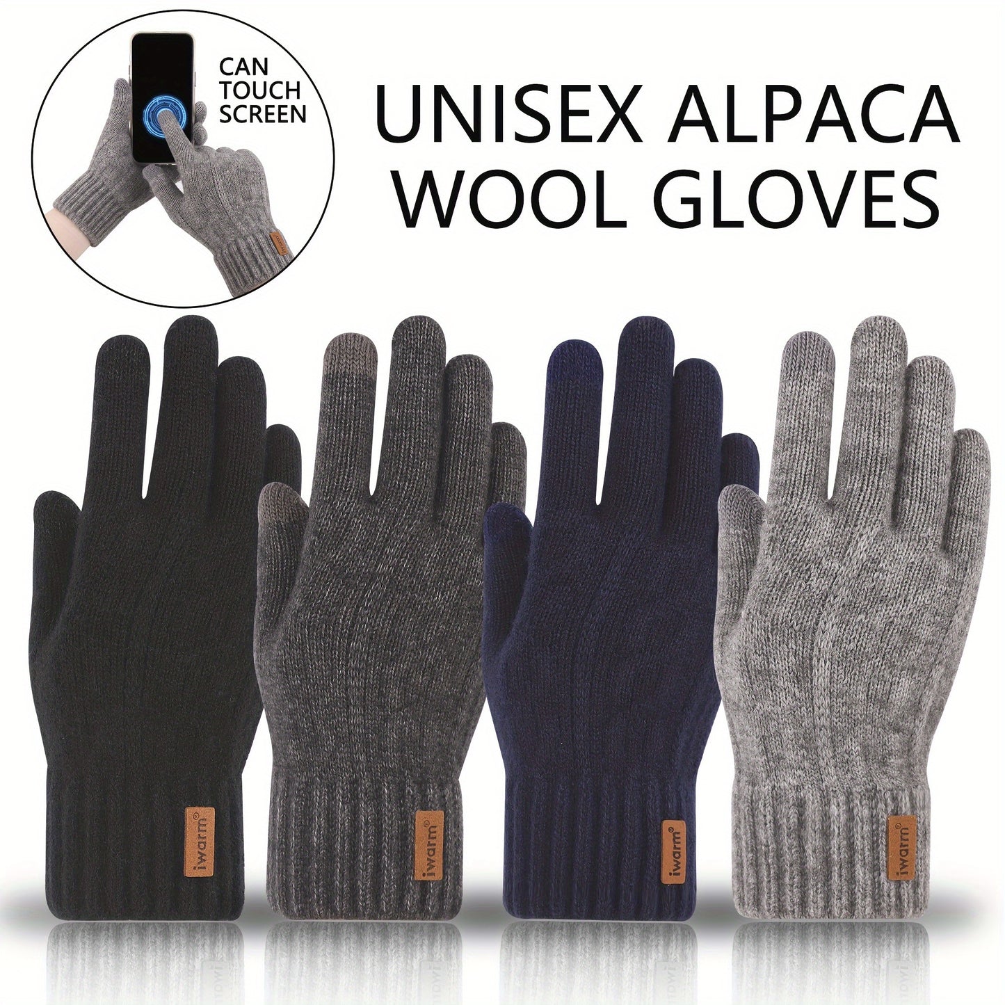 Alpaca Fleece Touch Screen Gloves with Secure Closure
