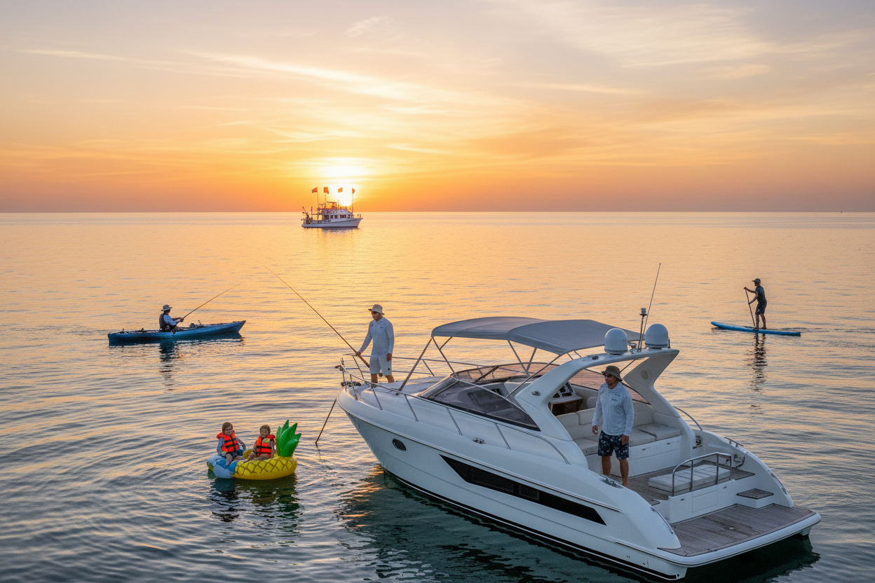 Water Sports Collection: boating, diving, fishing, surfing, kayaking, swimming, pool toys, general accessories.