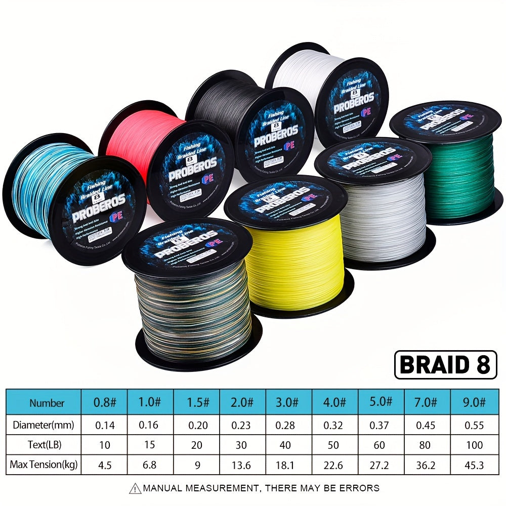 Durable 1000M Braided Fishing Line, Zero Stretch, 10-100Lb