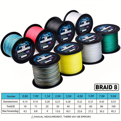 Durable 1000M Braided Fishing Line, Zero Stretch, 10-100Lb