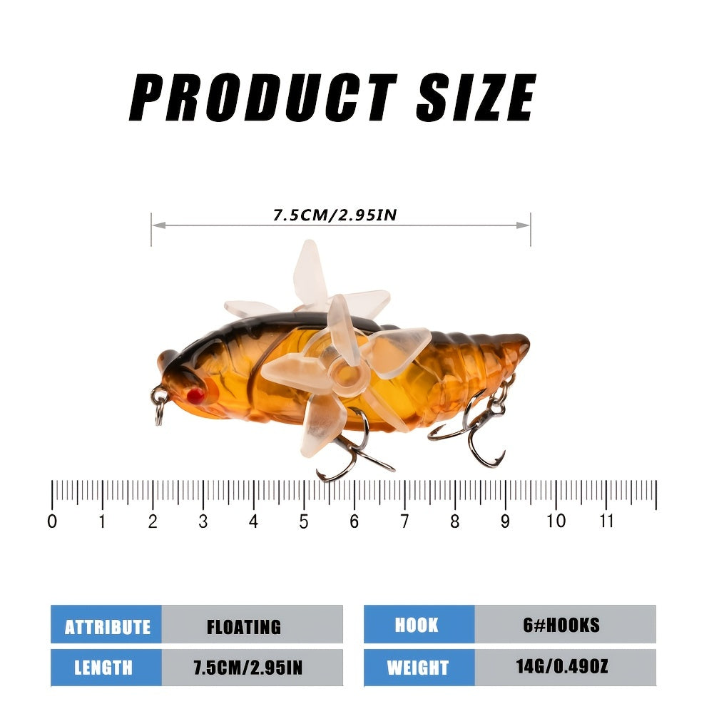 Bionic Cicada Fishing Lure with Treble Hook for All Waters