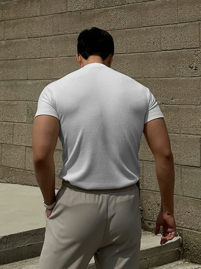 Summer Slim-Fit Crew Neck Tee for Active Men’s Wear