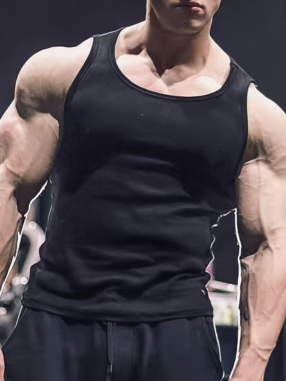 Men's Active Crew Neck Tank Top for Summer Fun - HookUpCo.