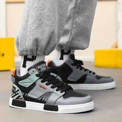 Fashion-Forward Skate Sneakers with Non-Slip Lace-Up Design