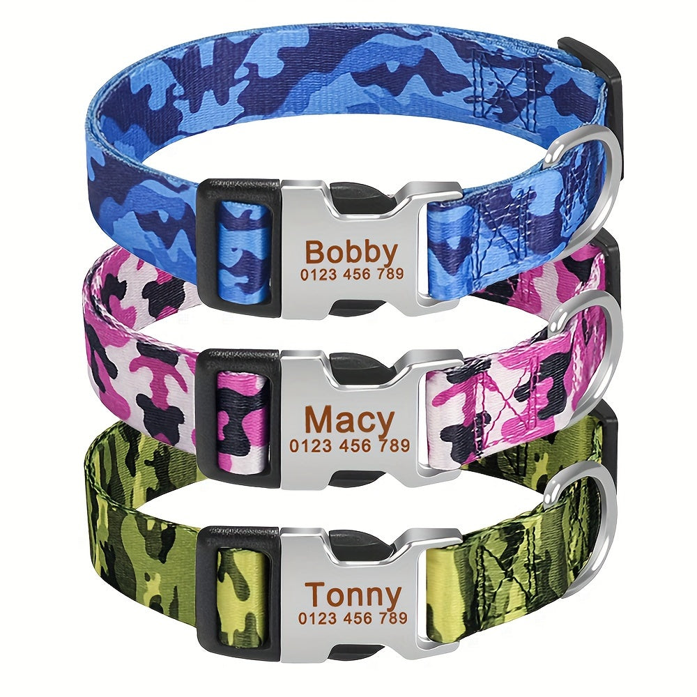 Personalized Camouflage Dog Collar with Free Engraving Tag