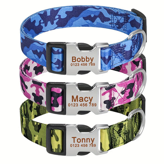 Personalized Camouflage Dog Collar with Free Engraving Tag
