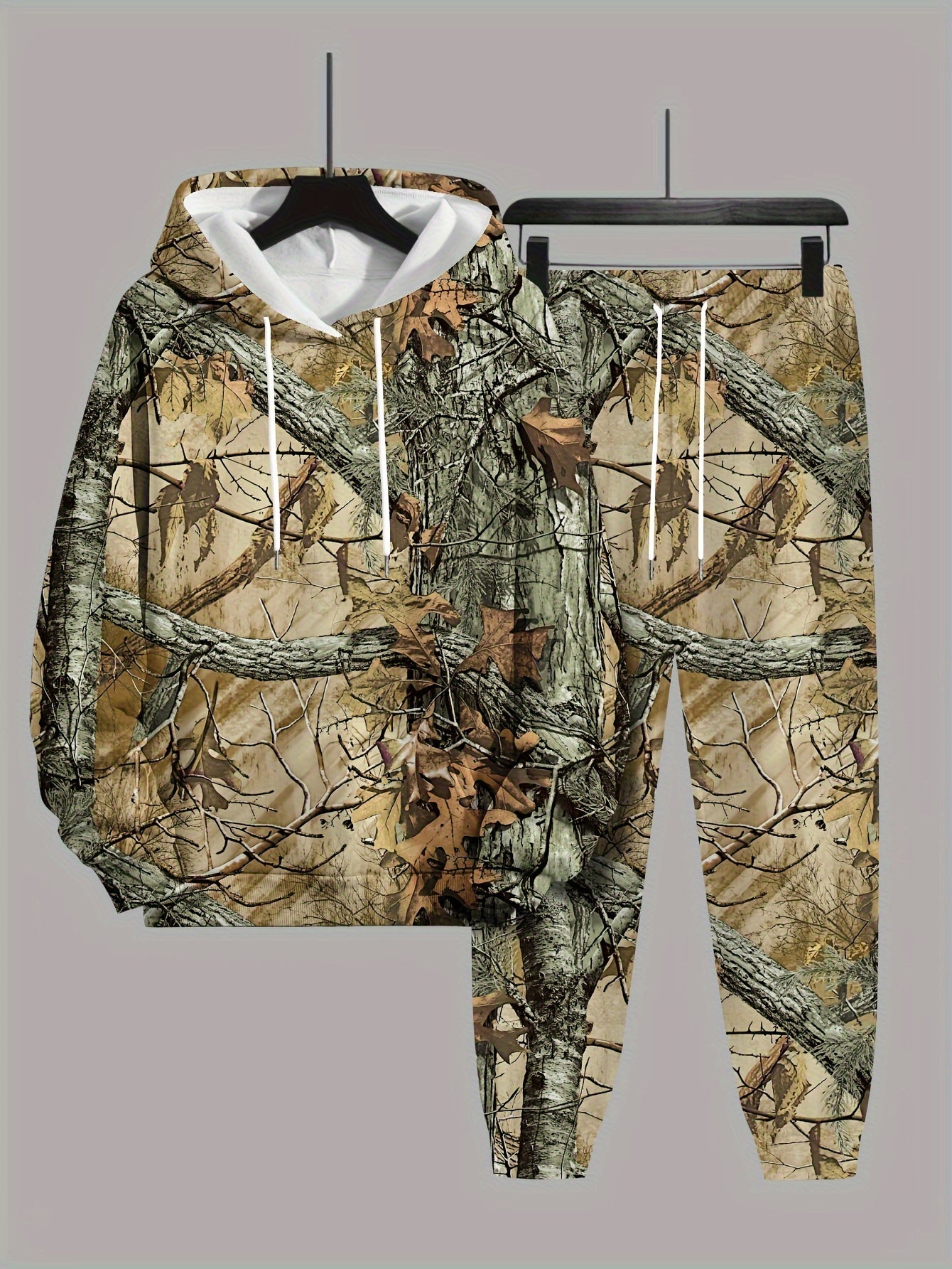 Plus Size Men's 3D Graphic Print Hoodie & Sweatpants Set